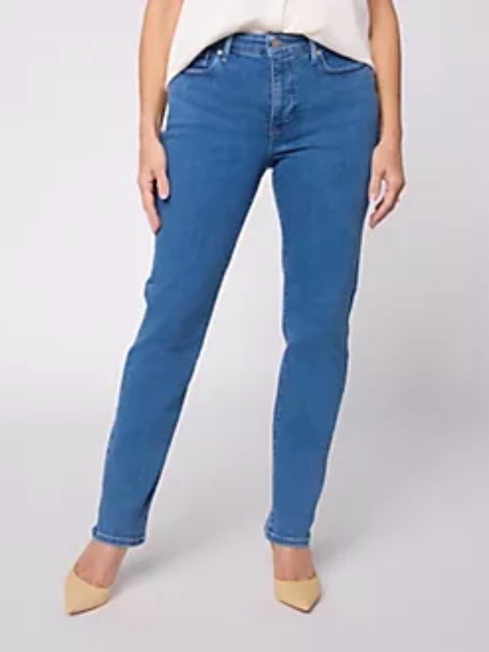 NYDJ Sheri Slim Straight Regular Full Length Jeans Blue Size 10 NWT IN PACKAGE